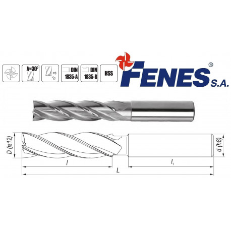 FREZ NFPa FI 3,0 HSS DIN 844-A-L-N LONG