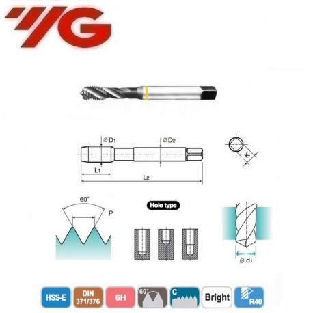 GWINTOWNIK  M30  DIN 371/376  ISO 6H Bright