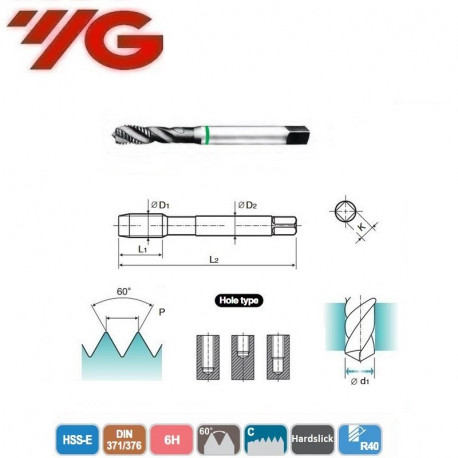 GWINTOWNIK  M2  DIN 371/376  ISO 6H Hardslick