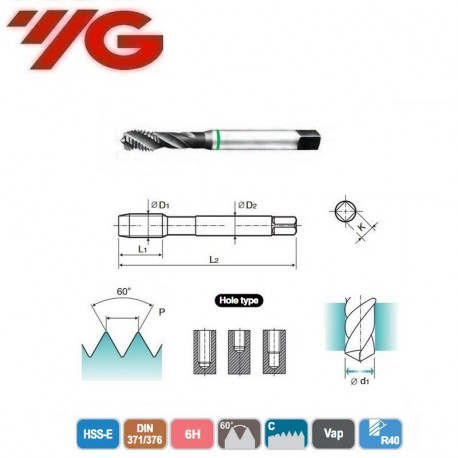 GWINTOWNIK  M2  DIN 371/376  ISO 6H Vap