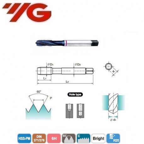 GWINTOWNIK  M2  DIN 371/376  ISO 6H Bright