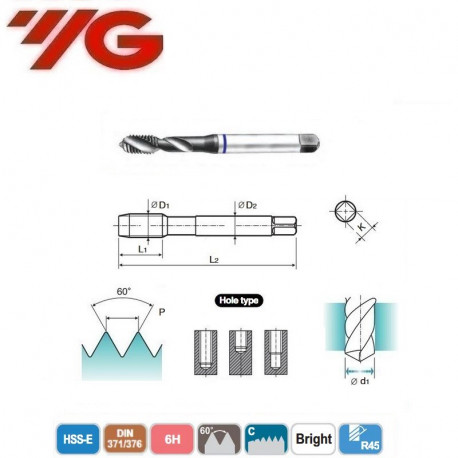 GWINTOWNIK  M2  DIN 371/376  ISO 6H Bright