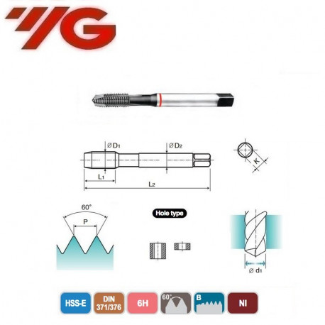 GWINTOWNIK  M2  DIN 371/376  ISO 6H  NI