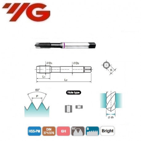 GWINTOWNIK  M2  DIN 371/376   ISO 6H  Bright