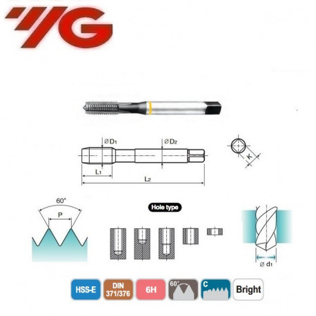 GWINTOWNIK  M2  DIN 371/376   ISO 6H  Bright