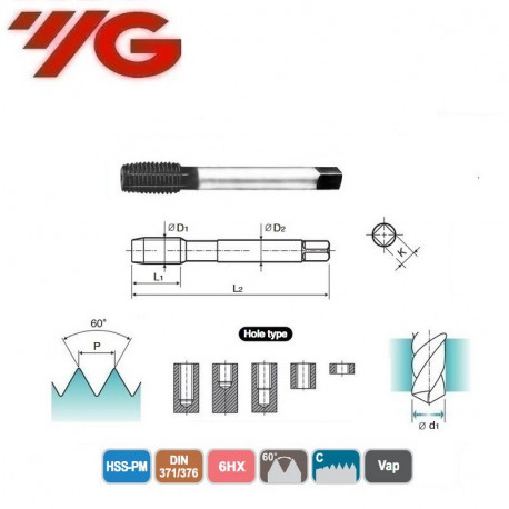 GWINTOWNIK  M2  DIN 371/376   ISO 6HX Vap