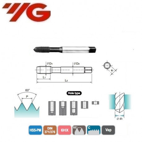 GWINTOWNIK  M2  DIN 371/376   ISO 6HX Vap