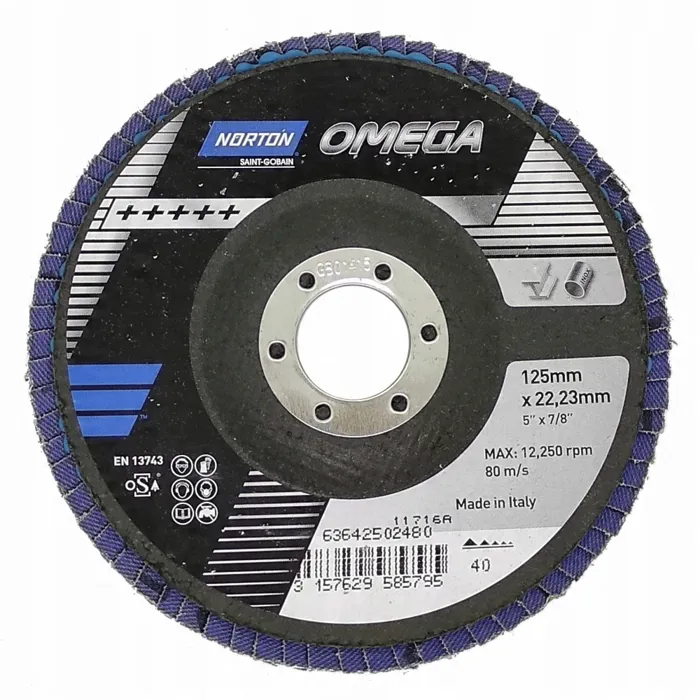  Norton Omega lamelka 125 P40 tarcza Norton OMEGA 125 gr40 Premium inox stal 