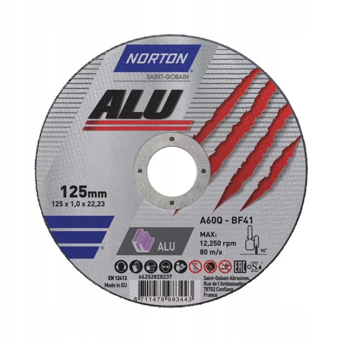  TARCZA DO CIĘCIA ALUMINIUM NORTON ALU 125x1 T41 