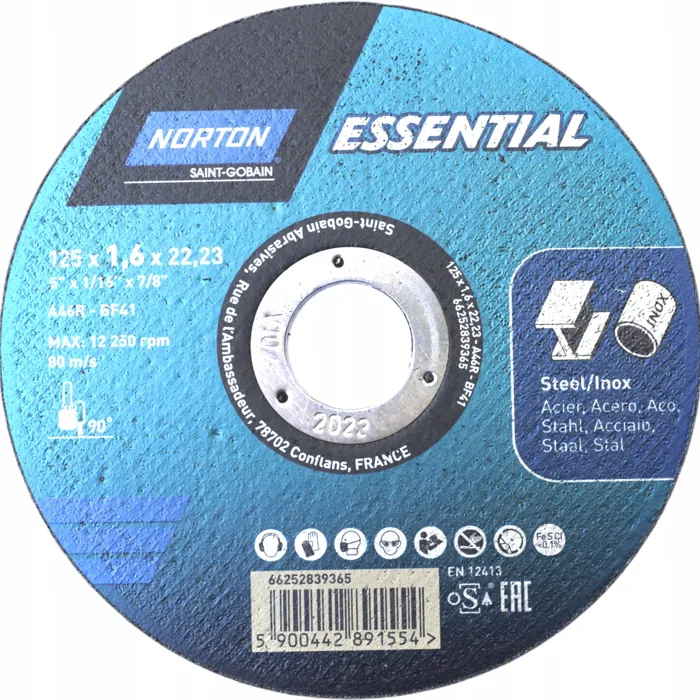  Tarcza do cięcia Norton 125x1,6 Essential INOX STAL Polska 