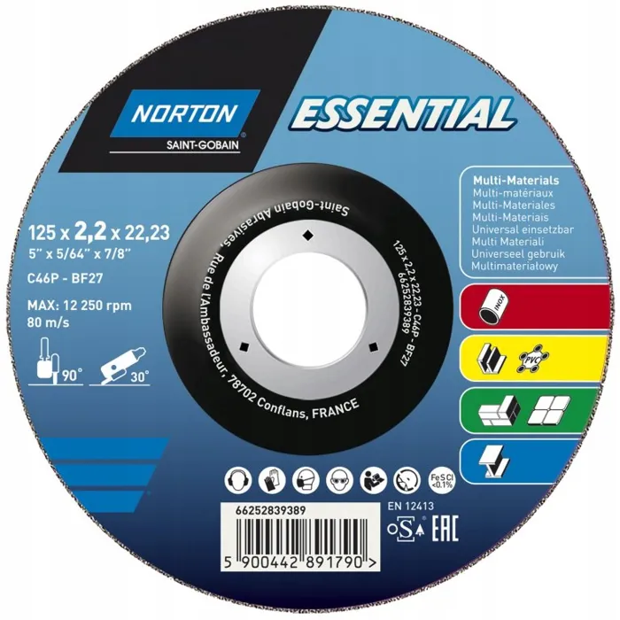  NORTON Tarcza 125x2,2 szlifowanie i cięcie 2w1 Tarcza uni do szlifierki 
