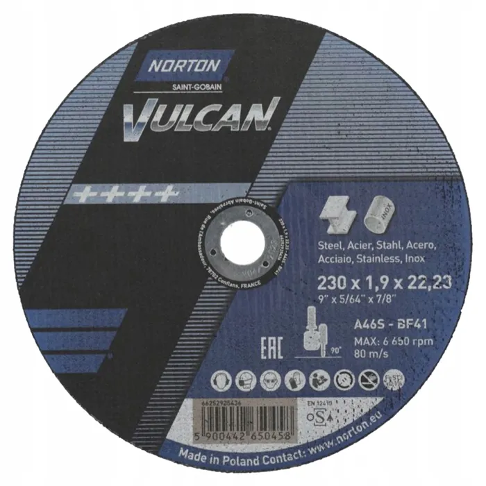  Tarcza do metalu Norton Vulcan 230 x 1,9 x 22,2 mm tarcza 230x1.9 Gramat46 