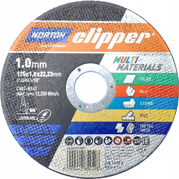  NORTON Clipper tarcza 125x1x22,23 uniwersalna niemal do każdego materiału 