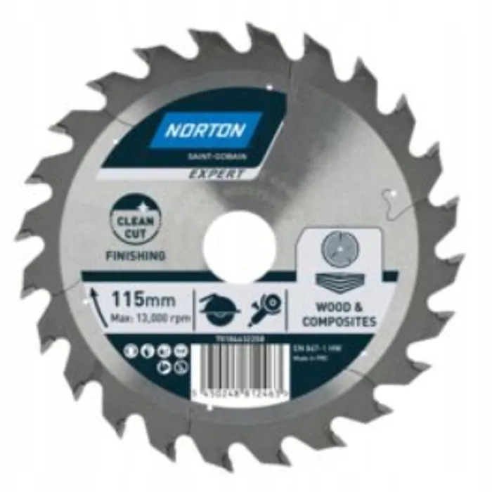  Norton piła TCT 115x1,6/1x22,23/20 T18 alu laminat drewno + redukcja 