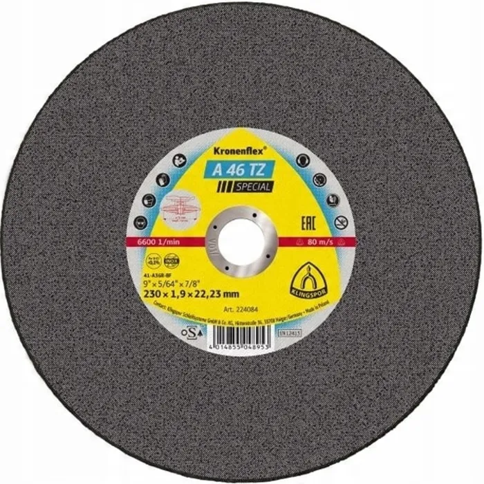 KLINGSPORTarczaprosta230x19x2223mmmetalinoxA46TZ2240841szt