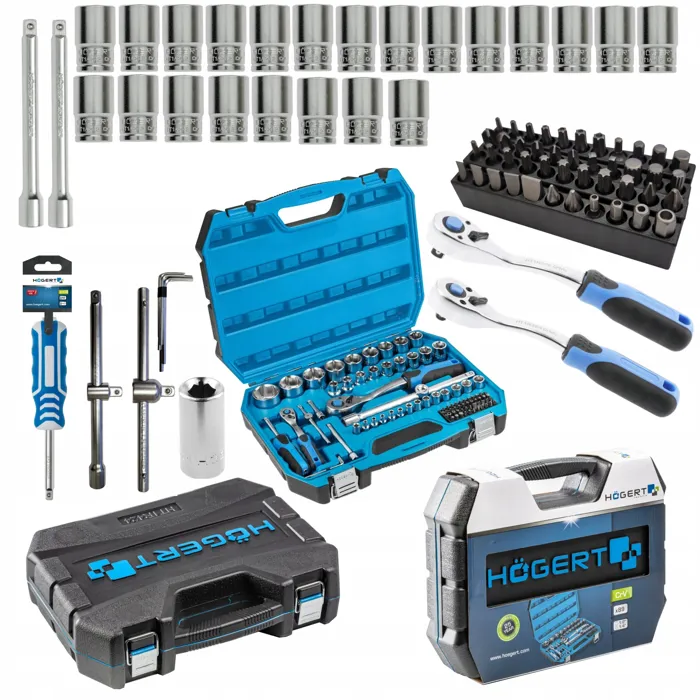  HOGERT ZESTAW NARZĘDZIOWY 1/4 1/2 NASADKI BITY TORX KLUCZE NASADOWE 89szt 