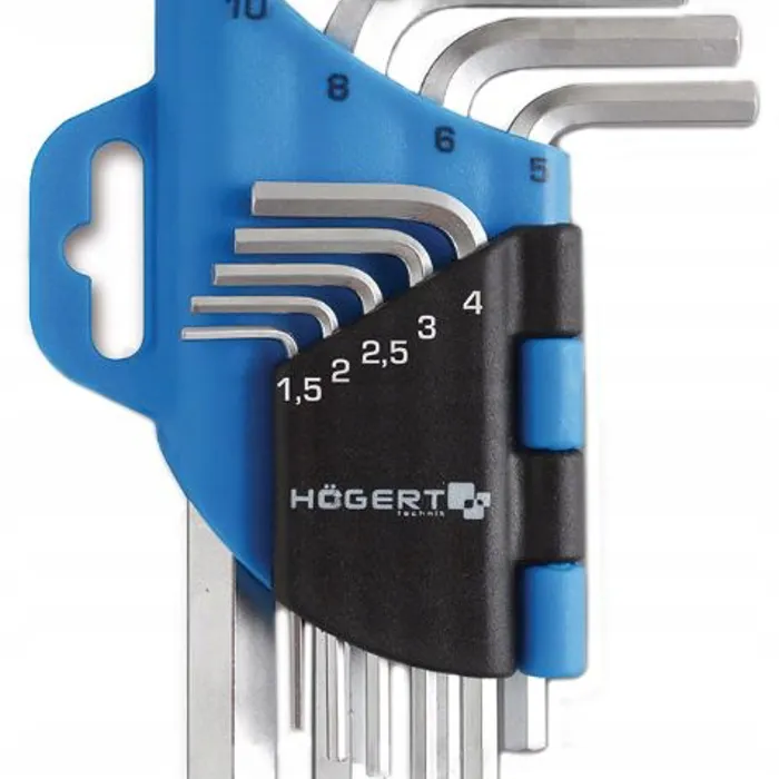  HöGERT TECHNIK Klucze imbusowe z kulką, CrV, 9 szt. 