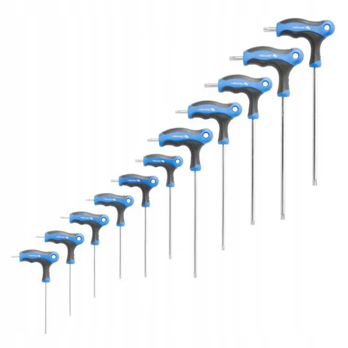  Hogert HT1W881 Zestaw kluczy torx typu-T 10szt ze stali S2 imbusowy kulisty 