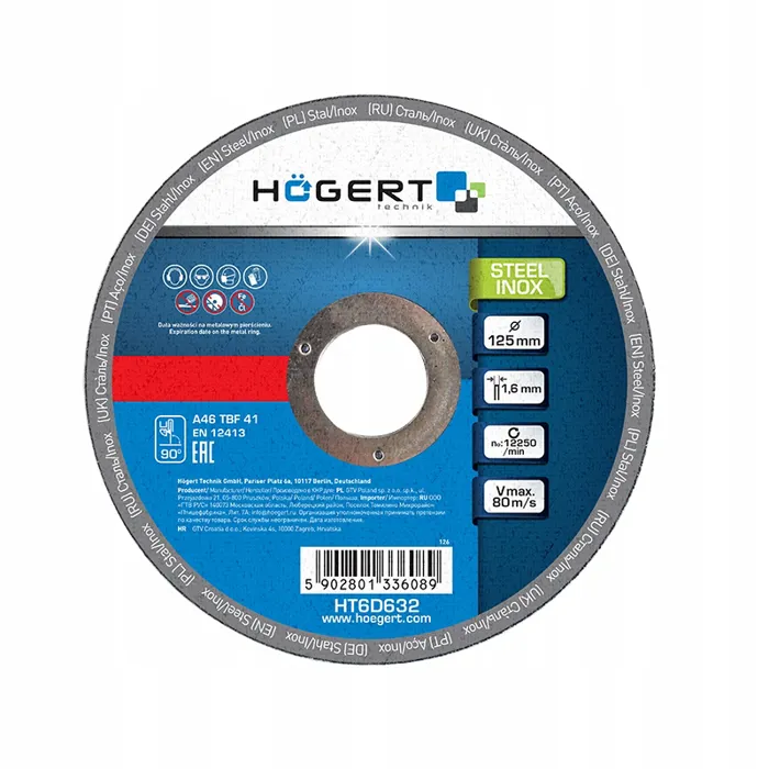  Hoegert Technik Tarcza tnąca do metalu HT6D631 125x22,2 mm 