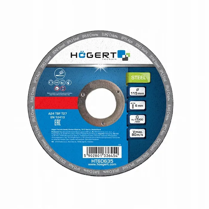  Hogert tarcza do szifowania 115x6 szlifowanie stali fi 115 x 6 otwór 22.2mm 