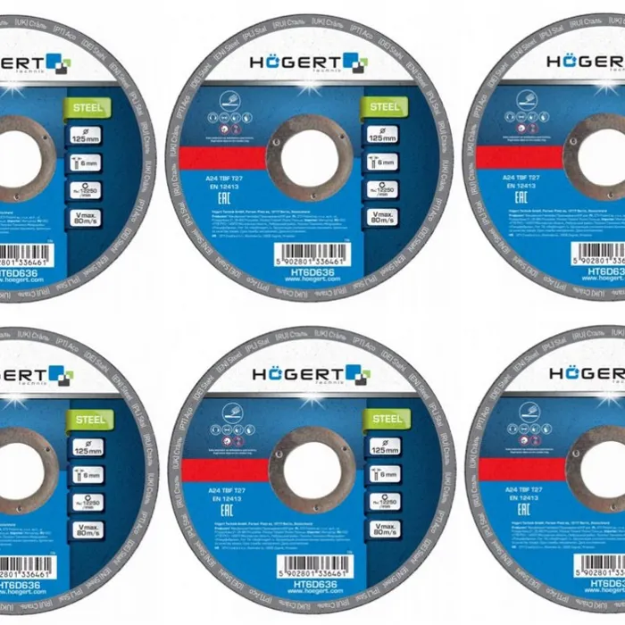  10 x Hogert HT6D636 Tarcza korundowa do metalu 125 mm sgrube ziarno P24 