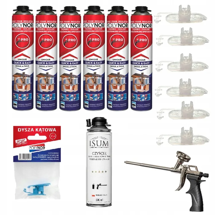  POLYNOR x12+pistolet+dysze kątowe+rękawice+czyścik 