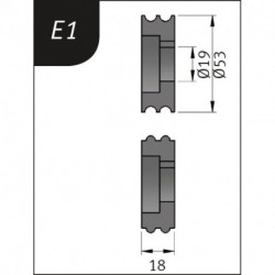Rolki gnące Typ E1, 53 x 19 x 18 mm