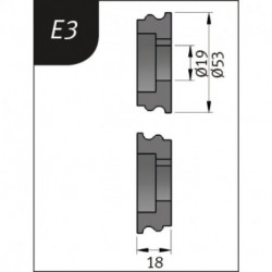 Rolki gnące Typ E3, 53 x 19 x 18 mm