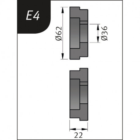 Rolki gnące Typ E4, 62 x 26 x 22 mm